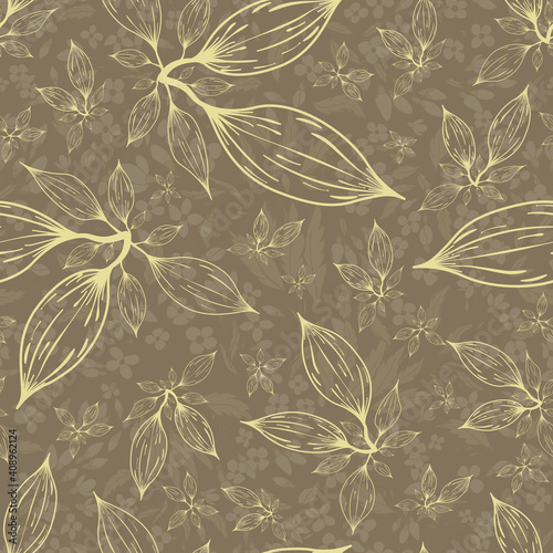 Seamless repeating contour floral pattern