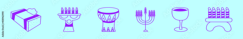set of kwanzaa cartoon icon design template with various models. vector illustration isolated on blue background