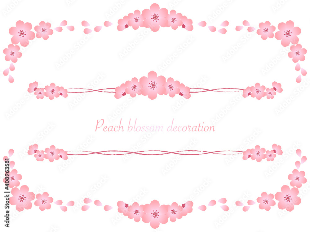 桃の花の装飾フレーム／Peach blossom decorative frame material