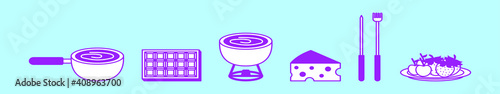 set of fondue cartoon icon design template with various models. vector illustration isolated on blue background