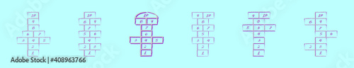 set of hopscotch cartoon icon design template with various models. vector illustration isolated on blue background