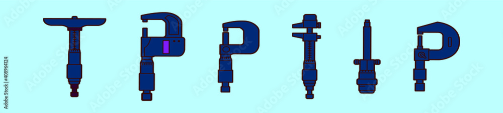 set of measuring tools cartoon icon design template with various models. vector illustration isolated on blue background set of measuring tools cartoon icon design template with various models. vector illustration isolated on blue background