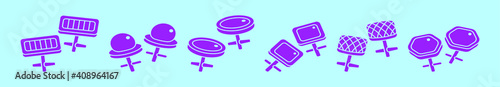 set of cufflink cartoon icon design template with various models. vector illustration isolated on blue background