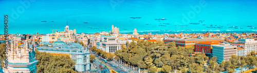Panoramic view from above on the capital of Spain- the city of M photo