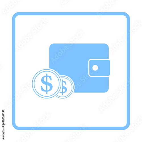 Two Golden Coins In Front Of Purse Icon