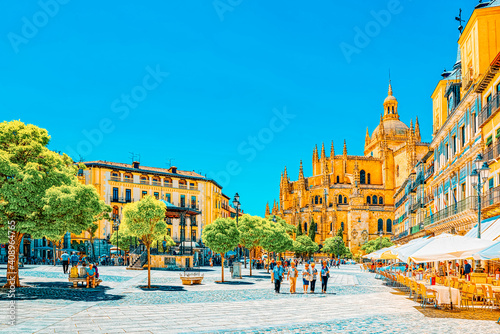 Landscape of the cathedral of Segovia, and Main Square (Plaza Ma photo