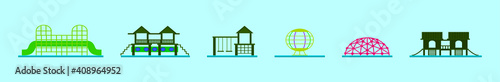 set of jungle gym cartoon icon design template with various models. vector illustration isolated on blue background