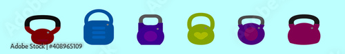 set of kettle bell cartoon icon design template with various models. vector illustration isolated on blue background
