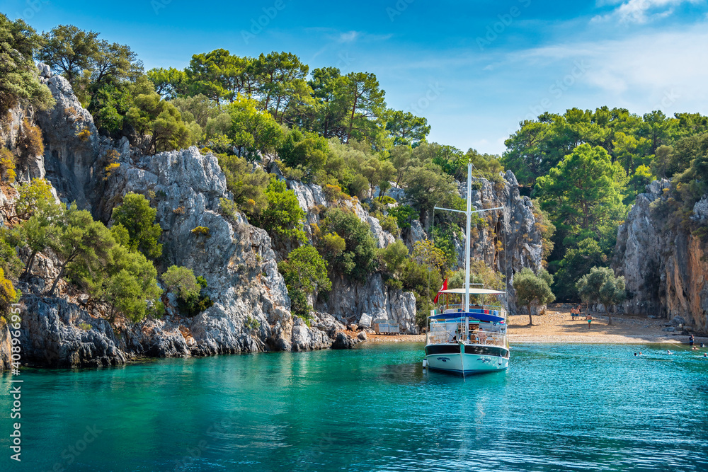 Gocek Bay coastline view in Turkey Gocek Bay coastline view in Turkey