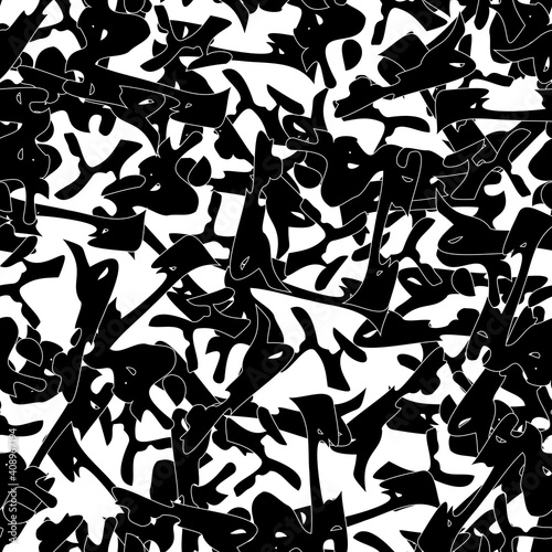 Seamless black and white abstract pattern. Grunge background monochrome repeating