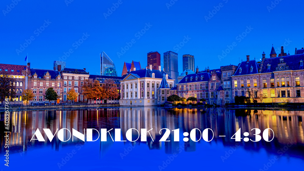 Fototapeta premium Den Haag Lockdown And Curfew In The Netherlands Due To Coronavirus Covid-19 Disease Vaccination Crisis Evening No People.