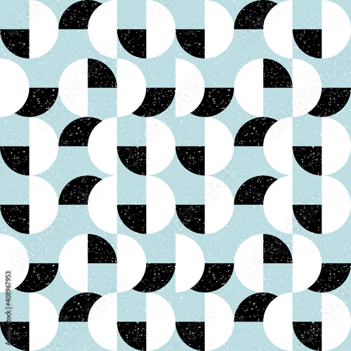 Geometric vector pattern with circles and semicircles. Modern abstract background with simple shapes and  texture.
