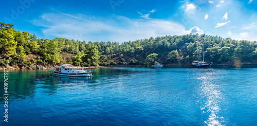 Gocek Bay coastline view in Turkey