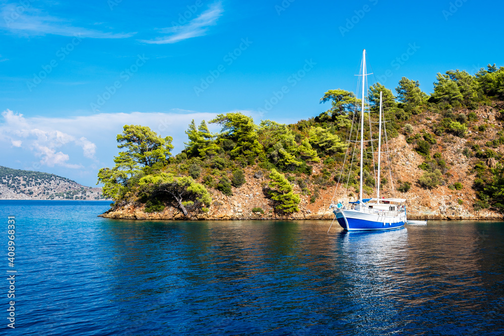 Gocek Bay coastline view in Turkey Gocek Bay coastline view in Turkey