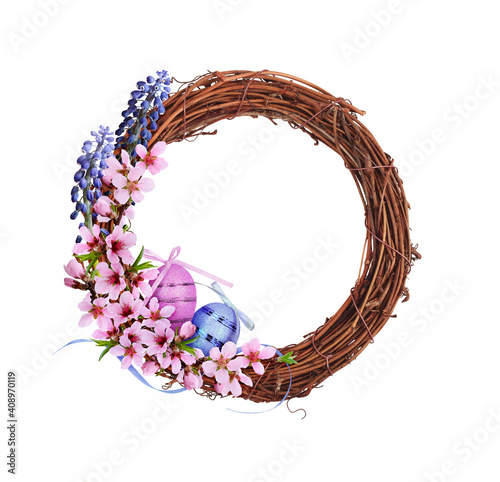 Dry brown rattan wreath wit...