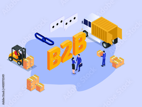 B2B logistic 3D isometric vector concept for banner, website, illustration, landing page, flyer, etc