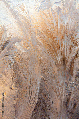 a winter window covered by frost