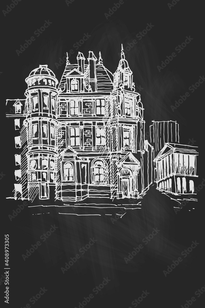 Obraz premium Vector sketch of old Birmingham Post office.