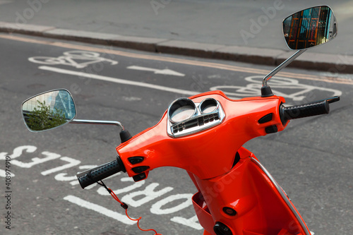 Red classical Italian scooter handlebar