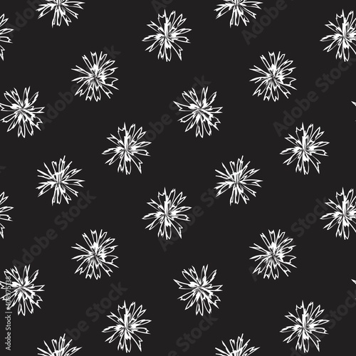 Black and White Floral Brush strokes Seamless Pattern Background