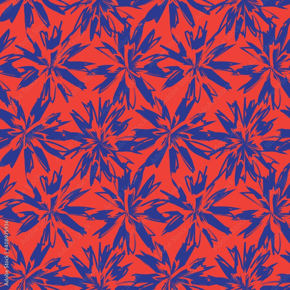 Orange Floral Brush strokes Seamless Pattern Background