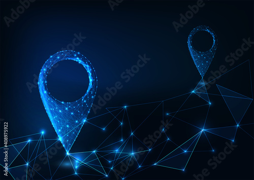 Futuristic route planning using map application on GPS smart device concept