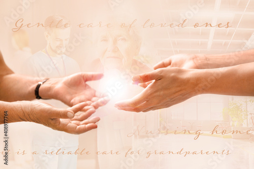 Collage with hands of young...