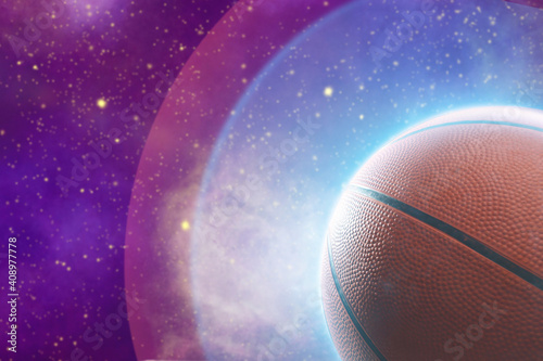 Flying ball for playing basketball in space © Pixel-Shot