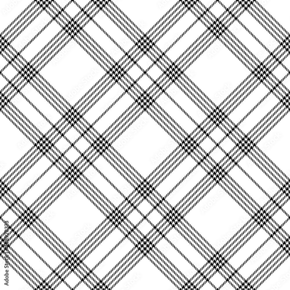 Black white plaid pattern. Seamless tartan textured check plaid tartan graphic for tablecloth, dress, blanket, or other modern autumn winter fashion fabric design.