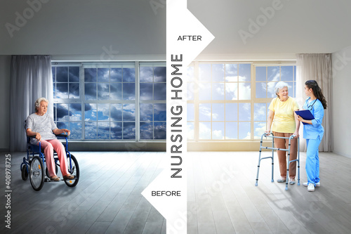 Hands of young and elderly ...