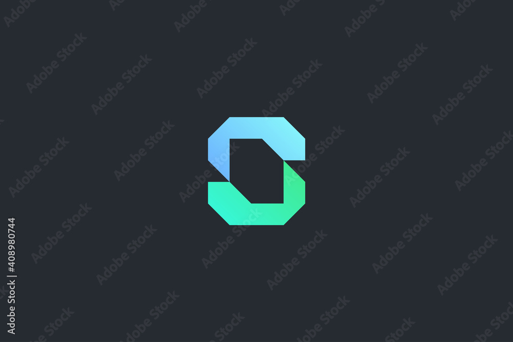 Minimal Modern Abstract Letter S Dark Background Logo Template