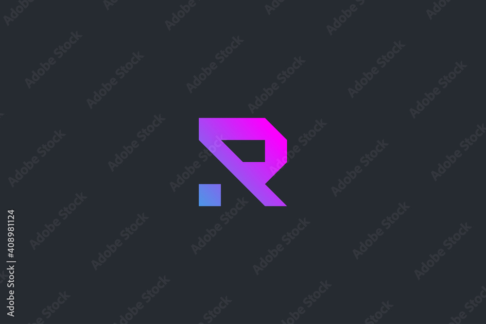 Minimal Modern Abstract Letter R Dark Background Logo Template