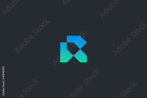 Minimal Modern Abstract Letter R Dark Background Logo Template