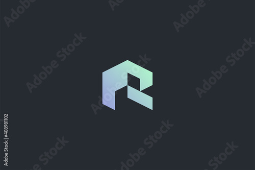 Minimal Modern Abstract Letter R Dark Background Logo Template