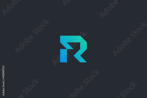 Minimal Modern Abstract Letter R Dark Background Logo Template