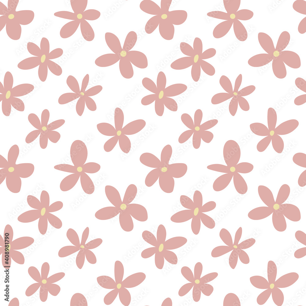 Vector seamless floral pattern with pink simple flowers for textile, decor, wrapping paper Vector seamless floral pattern with pink simple flowers for textile, decor, wrapping paper