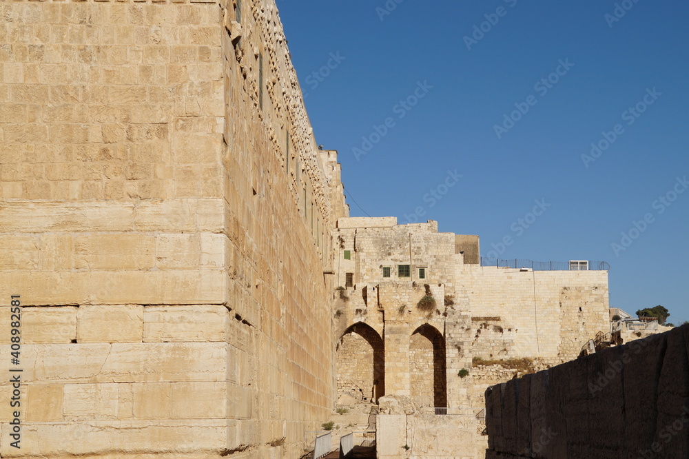 a fragment of the Wailing Wall in Jerusalem
