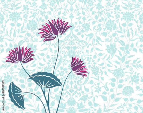 water lily, wedding card design, royal India	