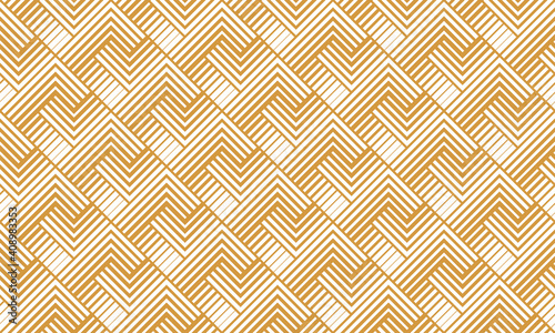 Abstract geometric pattern with stripes  lines. Seamless vector background. White and gold ornament. Simple lattice graphic design