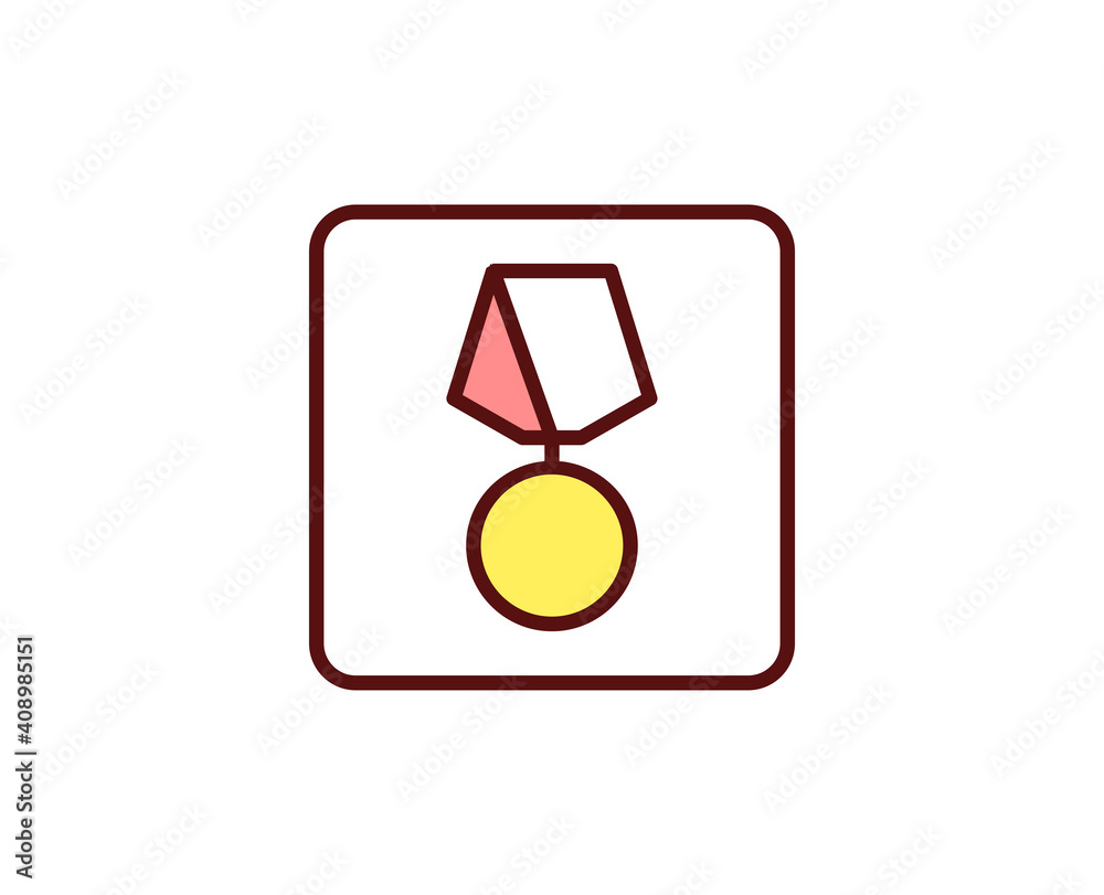 Medal flat icon. Thin line signs for design logo, visit card, etc. Single high-quality outline symbol for web design or mobile app. Marketing outline pictogram. Medal flat icon. Thin line signs for design logo, visit card, etc. Single high-quality outline symbol for web design or mobile app. Marketing outline pictogram.