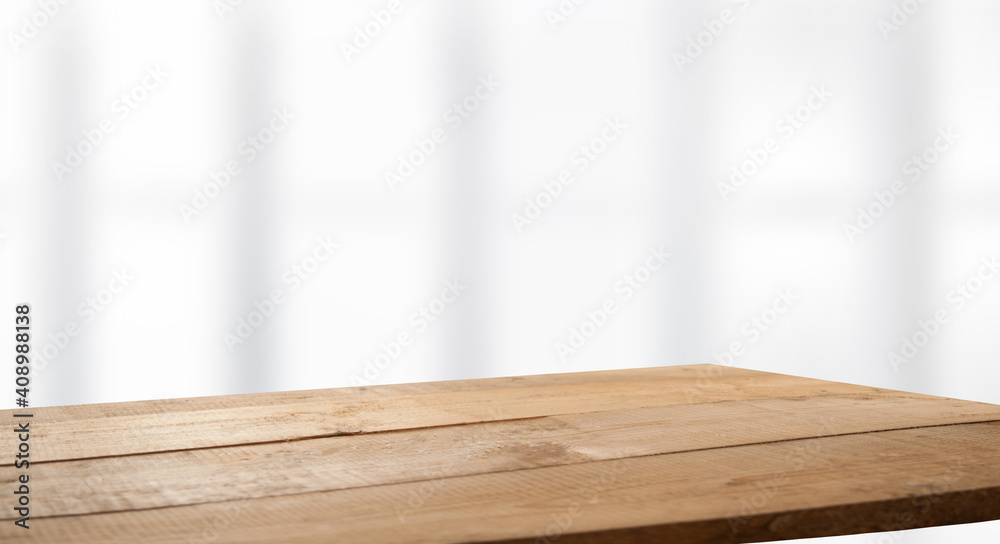 empty wooden table on background of abstract blur white interior, montage, product display, inside and window.. empty wooden table on background of abstract blur white interior, montage, product display, inside and window..