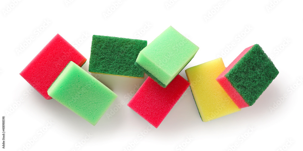 dishwashing sponges isolated on white dishwashing sponges isolated on white