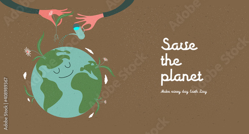 Earth Day. Caring for Nature. International Mother Earth Day. Environmental problems and environmental protection. Flat vector illustration.