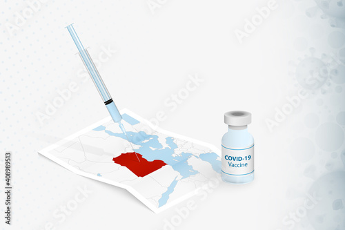 Libya Vaccination, Injection with COVID-19 vaccine in Map of Libya.