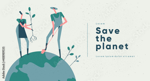 Earth Day. International Mother Earth Day. Environmental problems and environmental protection. Caring for Nature. Flat vector illustration.