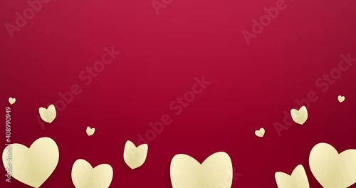 Shape of heart flying on pink holiday background. Symbols of love for Happy Women's, Mother's, Valentine's Day, birthday greeting card design