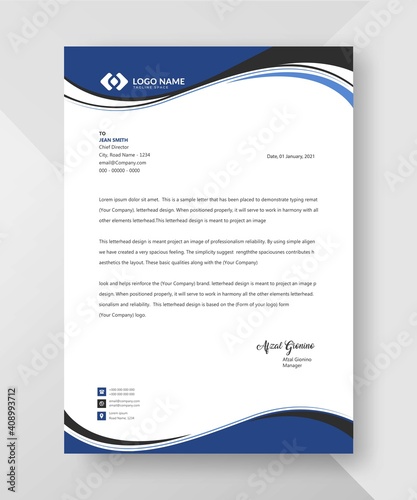 Professional and modern corporate letterhead template Premium Vector