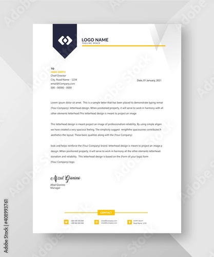 Professional and modern corporate letterhead template Premium Vector