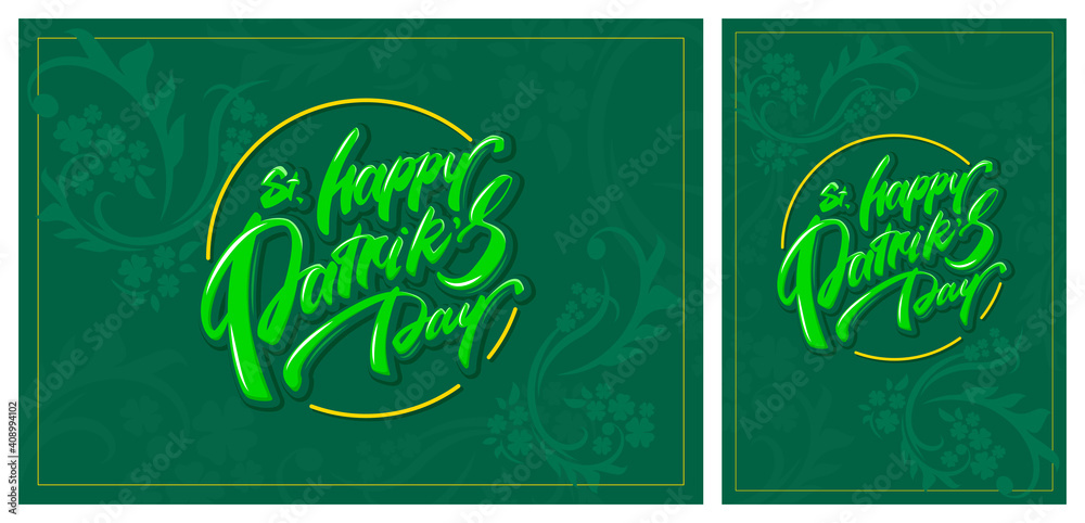 St. Patrick's Day green templates. Set of greeting poster and card. St. Patrick's Day green templates. Set of greeting poster and card.
