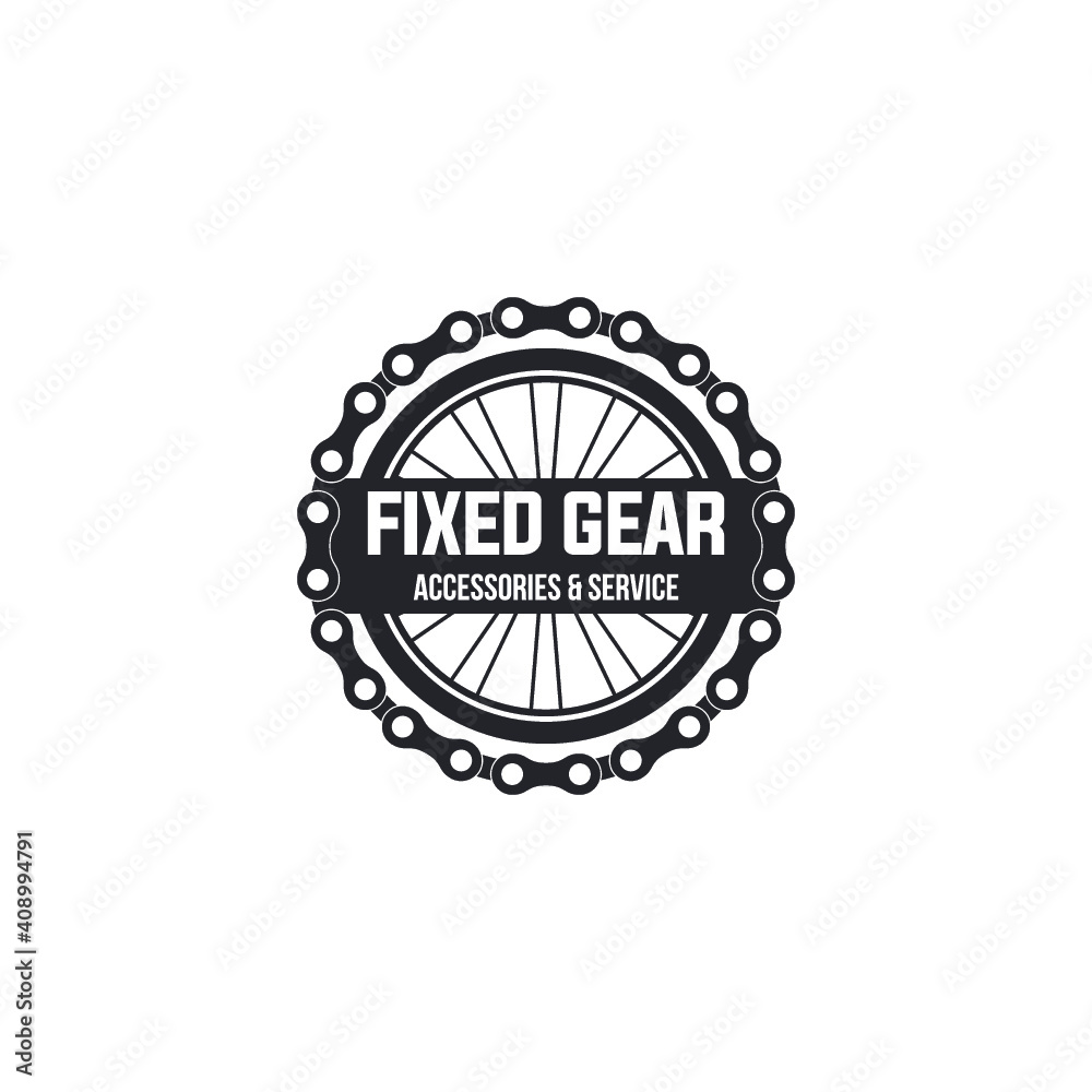 Fototapeta premium Cycling , Bicycle shop logo, Fixed gear bicycle logo 